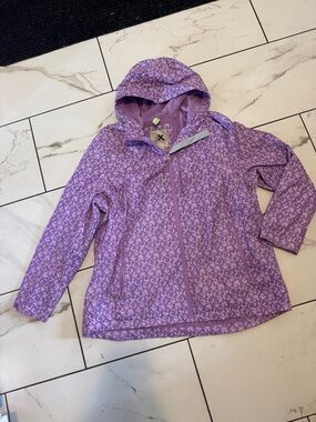 Xersion Lilac Hooded Raincoat with All-Over Print